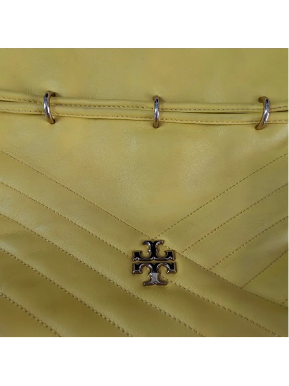 Tory Burch Kira Chevron Yellow Mini Bucket Bag - Flaws